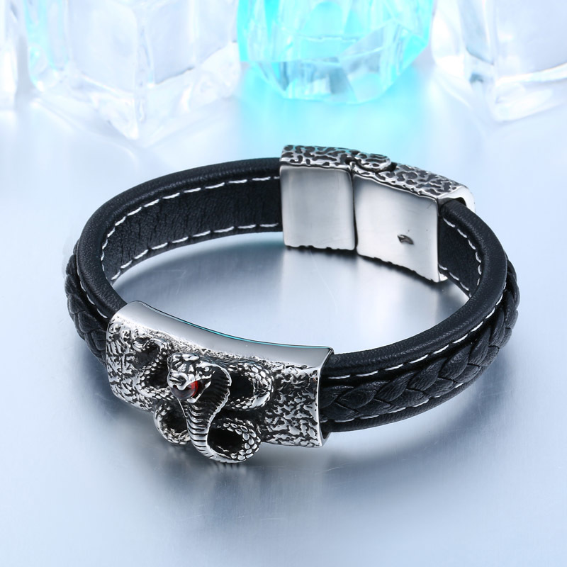 COBRAJEWELRY.com-BEIER-Wholesale-Dropshipping-Man-s-High-Quality-Genes-Leather-Cool-Snake-Bracelet-Bangle