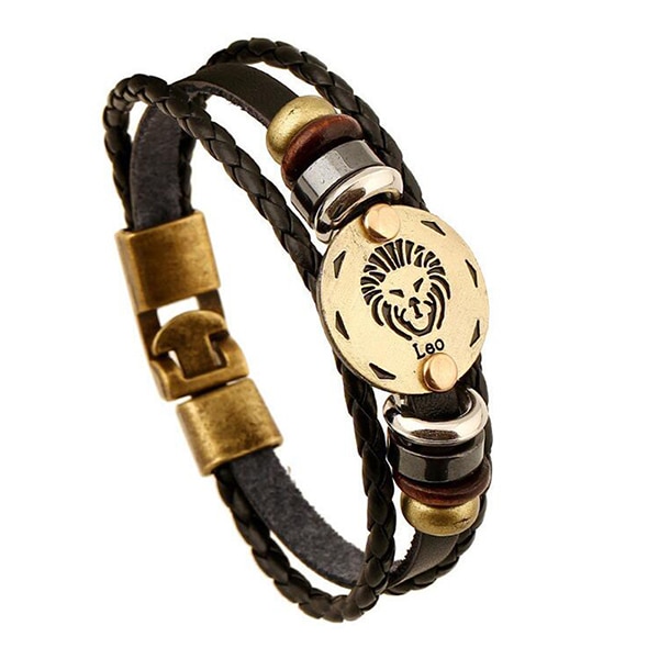 CobraJewelry.com- Zodiac Signs Punk Bracelet. Leather Bracelet Men Casual Personality Bracelet -200003758