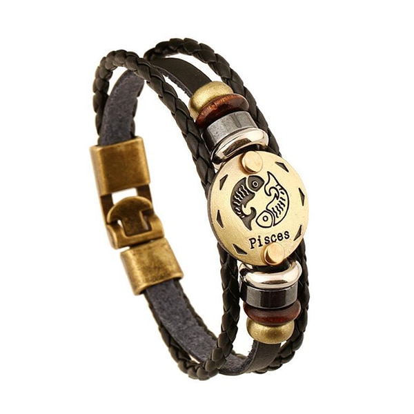 CobraJewelry.com- Zodiac Signs Punk Bracelet. Leather Bracelet Men Casual Personality Bracelet -200003760