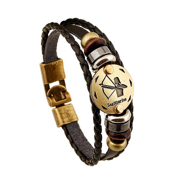 CobraJewelry.com- Punk Jewelry. Leather Bracelet Men Casual Personality Zodiac Signs Punk Bracelet-200003761