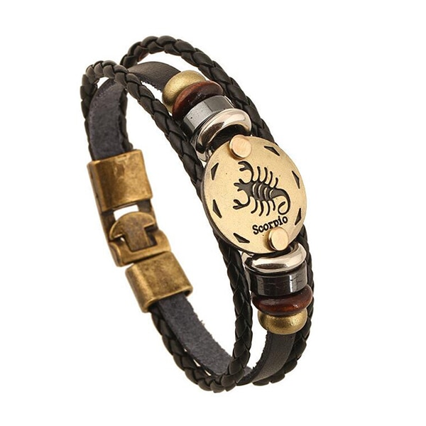 CobraJewelry.com- Punk Jewelry. Leather Bracelet Men Casual Personality Zodiac Signs Punk Bracelet-200003762