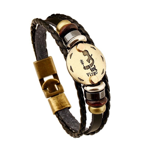 CobraJewelry.com- Punk Jewelry. Leather Bracelet Men Casual Personality Zodiac Signs Punk Bracelet-200003764