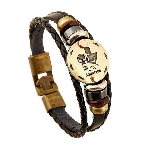 Cobrajewelry.com- Punk Jewelry. Leather Bracelet Men Casual Personality Zodiac Signs Punk Bracelet-361180