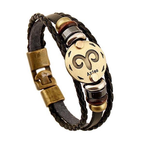 Cobrajewelry.com- Punk Jewelry. Leather Bracelet Men Casual Personality Zodiac Signs Punk Bracelet-361181