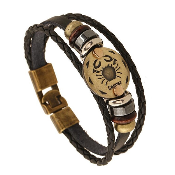 Cobrajewelry.com- Punk Jewelry. Leather Bracelet Men Casual Personality Zodiac Signs Punk Bracelet-361187