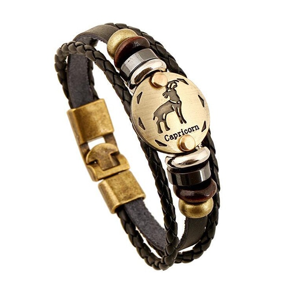 Cobrajewelry.com- Punk Jewelry. Leather Bracelet Men Casual Personality Zodiac Signs Punk Bracelet-361188