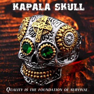 COBRAJEWELRY-BEIER-Stainless-Steel-Gothic-gold-Carving-kapala-skull-mask-Ring-Biker-Hiphop-rock-Jewelry-Unique-fashion